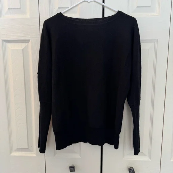 Women's Nicole Miller Cashmere Wide Neck Dolman Batwing Sweater, Black, Size M - Picture 4 of 9